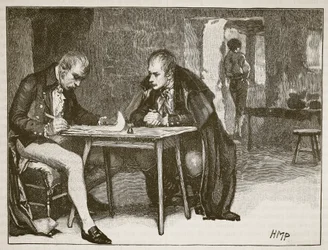 Gli agenti di Gran Bretagna e Svezia firmano il trattato contro Napoleone, illustrazione da Cassells Illustrated History of England
