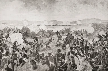 La battaglia di Ulundi nel 1879 che mostra l