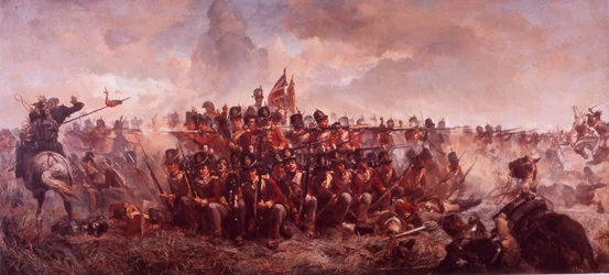 La battaglia di Waterloo (litografia a colori)