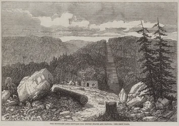 La linea di confine tra Stati Uniti e Canada (incisione)