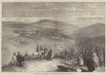 La revisione dei volontari del lunedì di Pasqua a Brighton, lotta vicino a Rottingdean (incisione)
