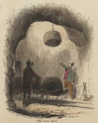 La Miniera di Carbone (incisione colorata)