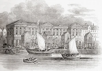 La Dogana, Londra, Inghilterra, come appariva prima del Grande Incendio, da Old England: A Pictorial Museum, pub. 1847