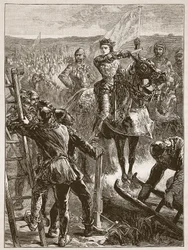 Gli inglesi davanti a Harfleur, illustrazione da Cassells Illustrated History of England