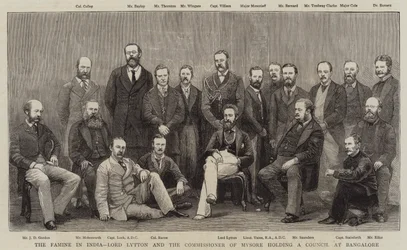 La carestia in India, Lord Lytton e il Commissario di Mysore in consiglio a Bangalore
