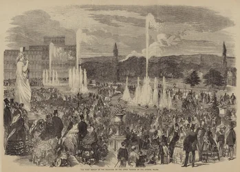 La prima esibizione delle fontane sulla terrazza superiore del Crystal Palace
