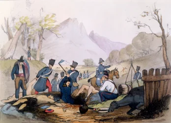 La Legione Straniera Francese seppellisce i morti dopo la battaglia