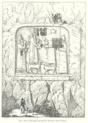 Il grande bassorilievo di Bavian; da Layard (incisione)