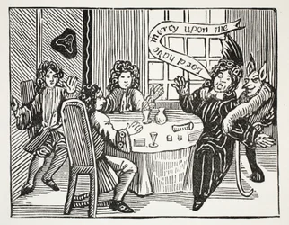 La Storia del Dott. John Faustus, illustrazione da Chap-books of the Eighteenth Century di John Ashton, pub. 1882