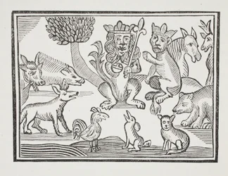 La Storia di Reynard la Volpe, illustrazione da Chap-books of the Eighteenth Century di John Ashton, pub. 1882