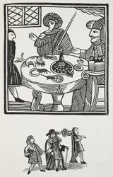 La storia di Sir Richard Whittington, tre volte sindaco di Londra, illustrazione da Chap-books del XVIII secolo di John Ashton, pub. 1882