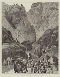 La spedizione di Khartoum, pozzi di Gakdul (incisione)