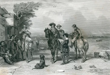 Il Re nel suo Viaggio verso gli Scozzesi, inciso da Frederick. T. Heath, 1844