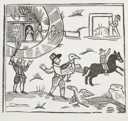 Le folli bravate di Tom Tram, illustrazione da Chap-books del XVIII secolo di John Ashton, pub. 1882