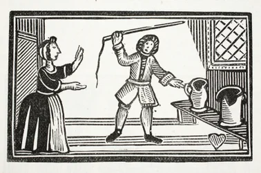 Le folli bravate di Tom Tram, illustrazione da Chap-books del XVIII secolo di John Ashton, pub. 1882