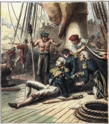 La guerra napoleonica: la battaglia di Trafalgar, il 21/10/1805 oppose la flotta franco-spagnola sotto l