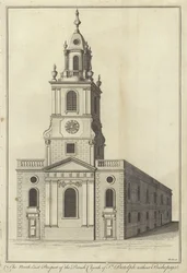 Prospetto nord-est della Chiesa parrocchiale di St Botolph senza Bishopsgate, Londra