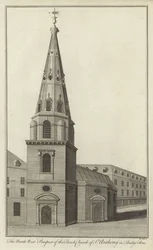 Prospetto nord-ovest della Chiesa parrocchiale di St Anthony in Budge Row, Londra
