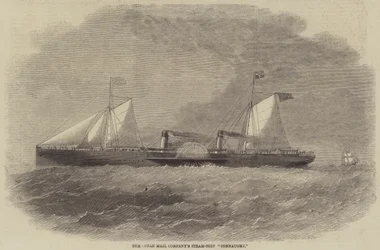 La nave a vapore della Ocean Mail Company "Connaught" (incisione)