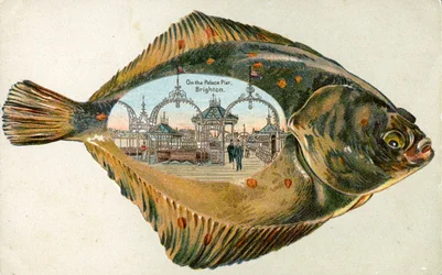 Il Palace Pier, Brighton dentro una suola, 1880-1900