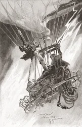 I pericoli del volo in mongolfiera. Un pallone in difficoltà e in procinto di schiantarsi. Da The Strand Magazine, pubblicato nel 1896 (litografia)
