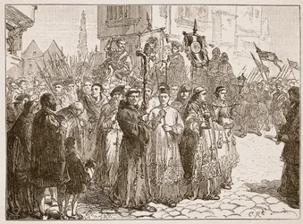 Il pellegrinaggio della grazia nel 1536, illustrazione da Cassells Illustrated History of England