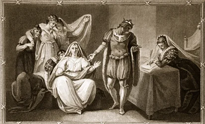 La regina vedova si mette sotto la protezione di Riccardo III con le sue figlie, illustrazione da La storia d