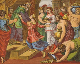 La regina di Saba porta doni a Salomone