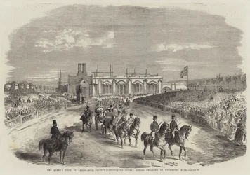 La visita della Regina a Leeds, Sua Maestà passa davanti ai bambini della scuola domenicale su Woodhouse Moor