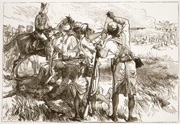 I Sepoy a Buxar, illustrazione da Cassells Illustrated History of India di James Grant, pub. 1879