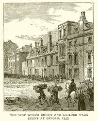 Il luogo dove Ridley e Latimer furono bruciati a Oxford, 1555