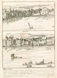 The Strand, Londra, dal fiume Tamigi nel XVII secolo