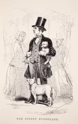 Il venditore di cani per strada, illustrazione da London Labour and London Poor di Henry Mayhew, pub. 1862