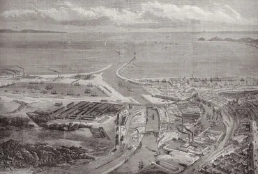 Il porto e i moli di Swansea, da The Illustrated London News, 22 ottobre 1881