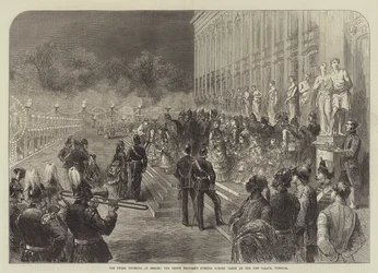 I Tre Imperatori a Berlino, la Festa Serale della Principessa della Corona al Nuovo Palazzo, Potsdam (incisione)