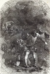 Le Truppe di Lord Montacute nel Passaggio Sotterraneo, illustrazione da 