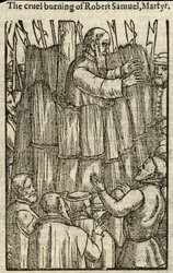 Il crudele rogo di Roberto Samuele, martire (incisione)