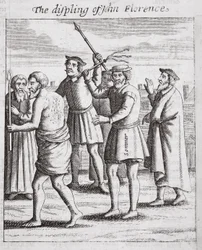 La disciplina di John Florence, illustrazione da Atti e Monumenti di John Foxe, nona edizione, pub. 1684