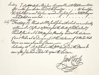 La calligrafia di James Cook, luglio 1771