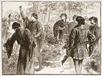 La lite nei giardini del Tempio, illustrazione da Cassells Illustrated History of England