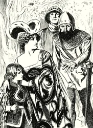 I ladri scoprono la regina Margherita e il principe (litografia)