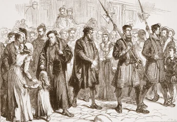 Thomas Bilney sulla strada per il rogo, illustrazione da 