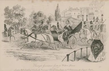 Attraverso Governor Gate a Wilton Place, Hyde Park, Londra