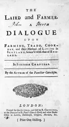 Pagina del titolo di The Laird and Farmer di the Author of the Familiar Catechism, pubblicato 1750