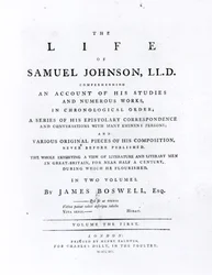 Pagina del titolo, da La vita di Samuel Johnson di James Boswell