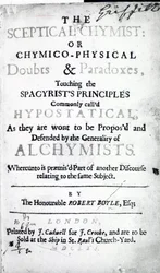 Pagina del titolo di The Sceptical Chymist di Robert Boyle, 1661