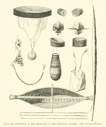 Strumenti e ornamenti degli aborigeni delle Isole Marquesas, dopo Dumont D
