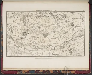 Mappa topografica della Grande Strada da Londra a Bath e Bristol, con il paese tre miglia su ogni lato...