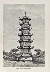 Torre di Long Hua, Shanghai, illustrazione da La Geografia Universale, la Terra e i suoi abitanti, pubblicato nel 1878