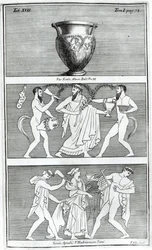 Due scene da un vaso etrusco (incisione)